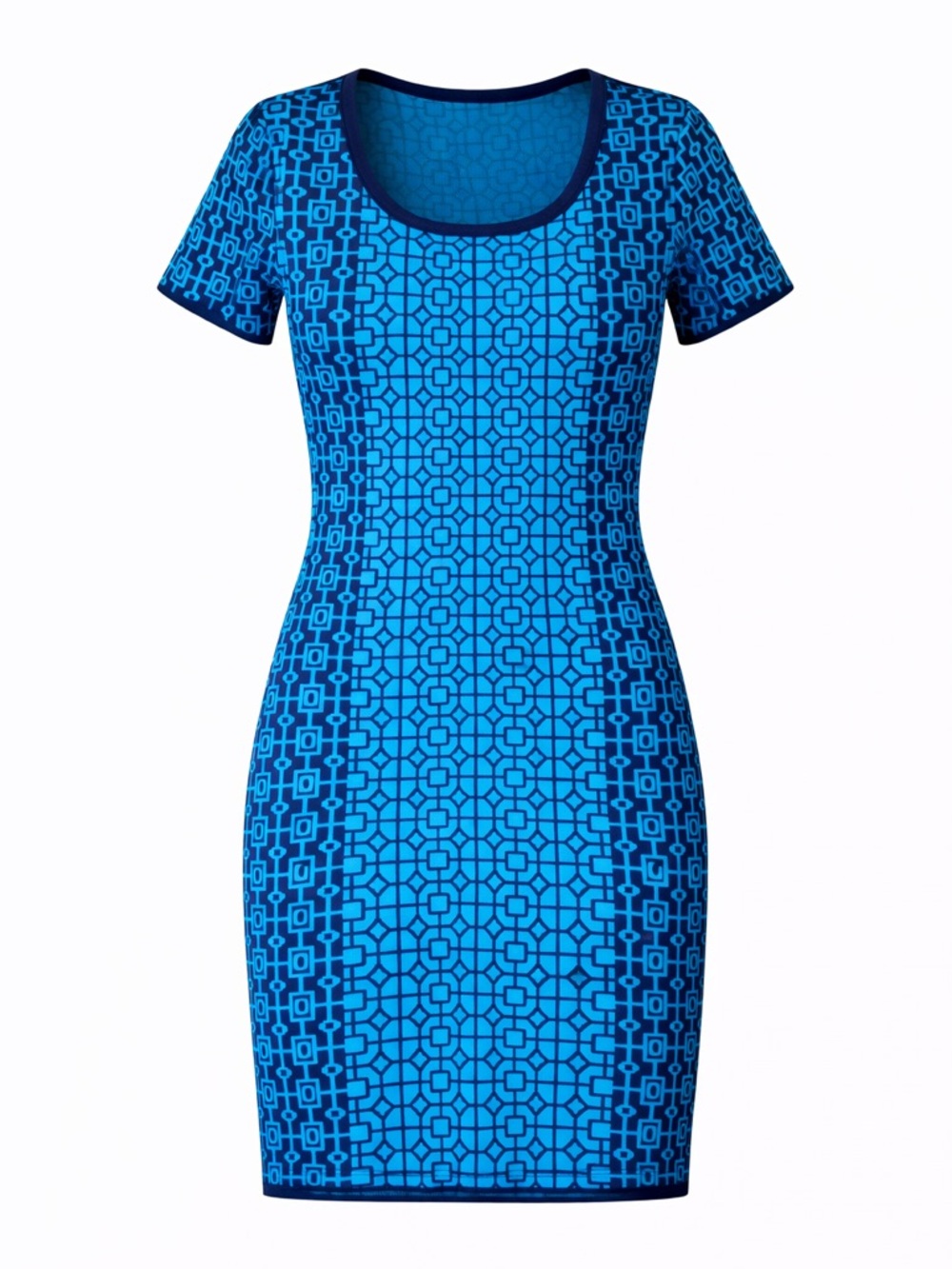 Romeo & Juliet Couture Teal Geometric Short Sleeve Body-con Dress Y2K Vibe XS